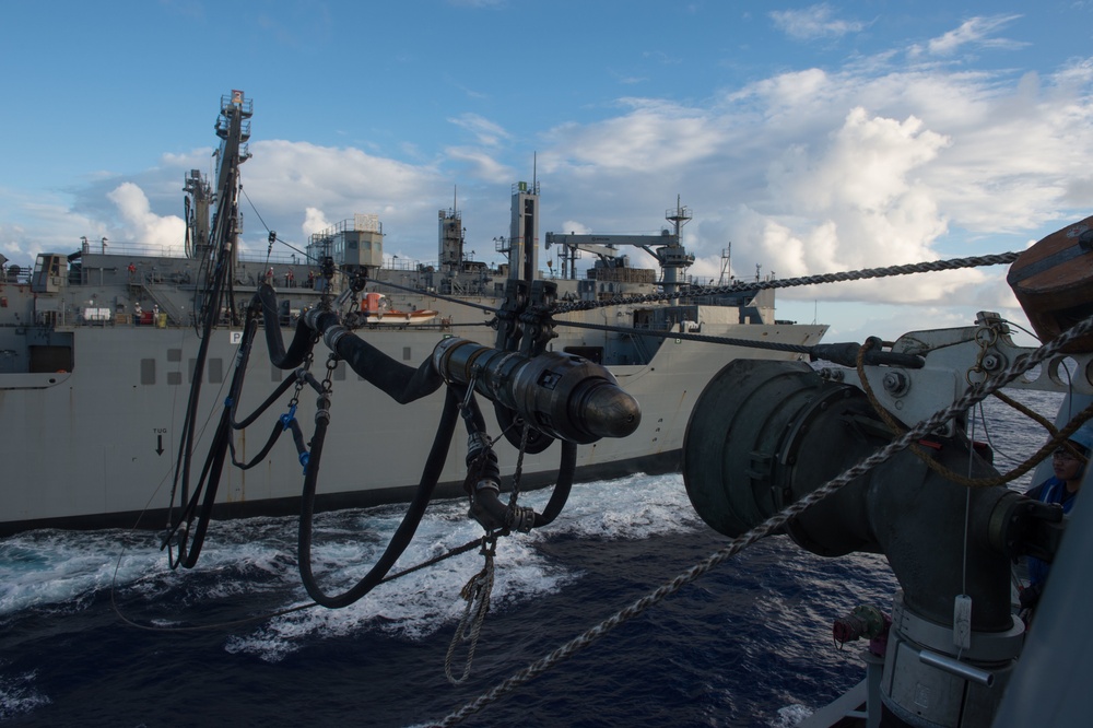 Replenishment at sea aboard the Littoral Combat Ship USS Fort Worth (LCS 3)