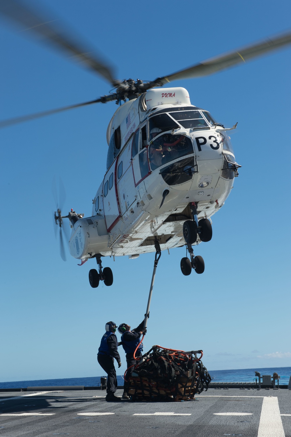 Replenishment at sea aboard the Littoral Combat Ship USS Fort Worth (LCS 3)