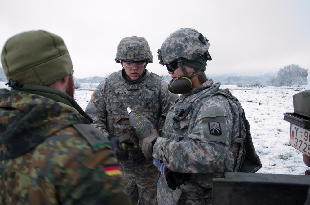 39th Transportation Company conduct training with German Airborne from Fallschirmjägerbataillon 263 at Baumholder Military Training Area, Baumholder, Germany