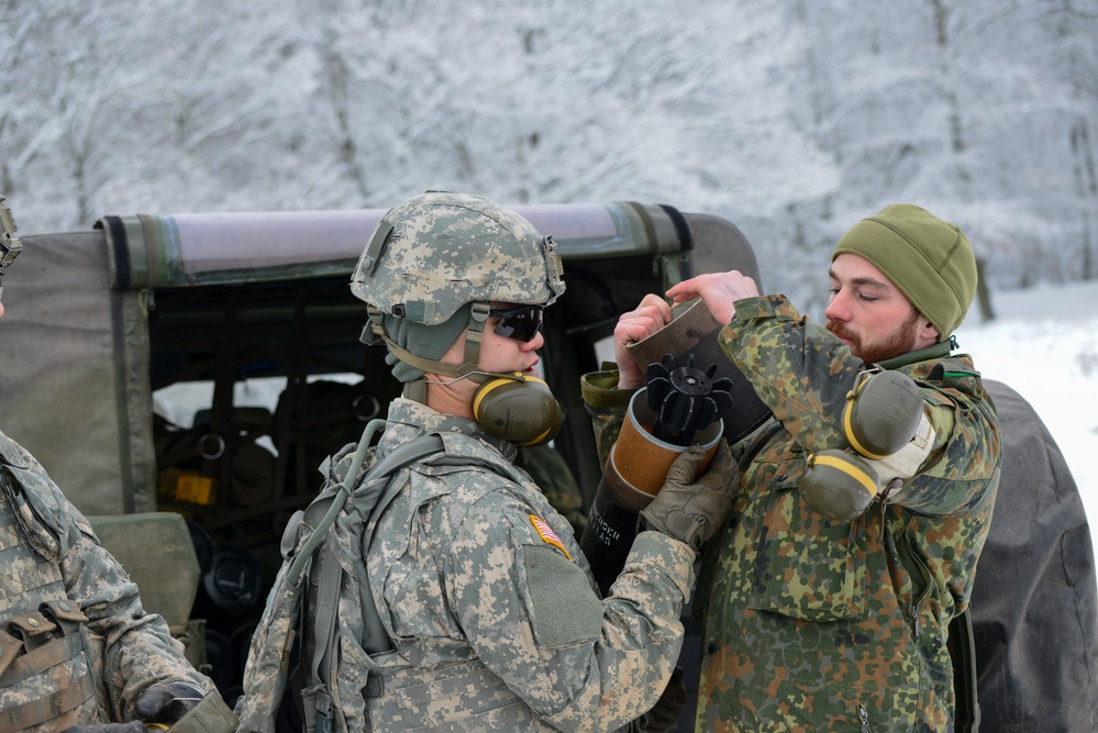 39th Transportation Company conduct training with German Airborne from Fallschirmjägerbataillon 263 at Baumholder Military Training Area, Baumholder, Germany