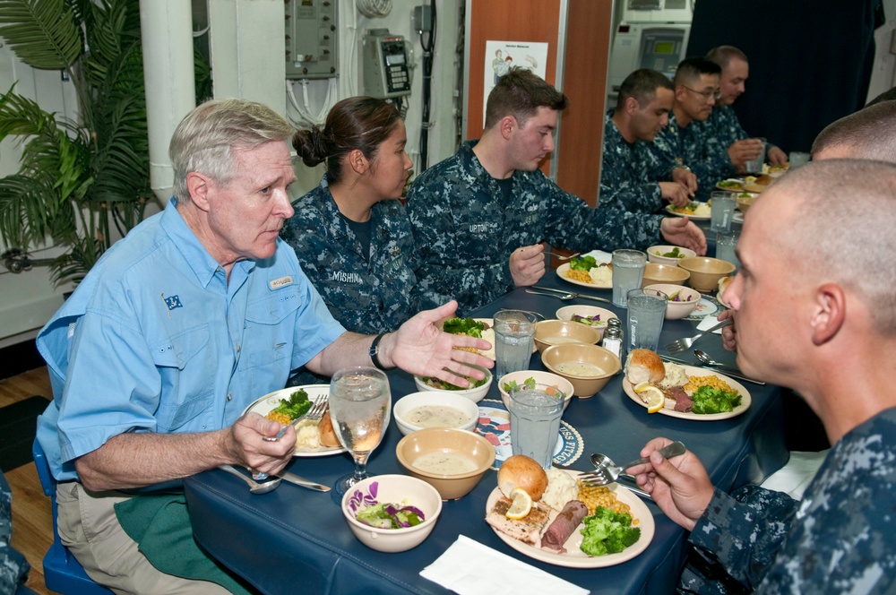 Secretary of the Navy Ray Mabus aboard USS Fitzgerald