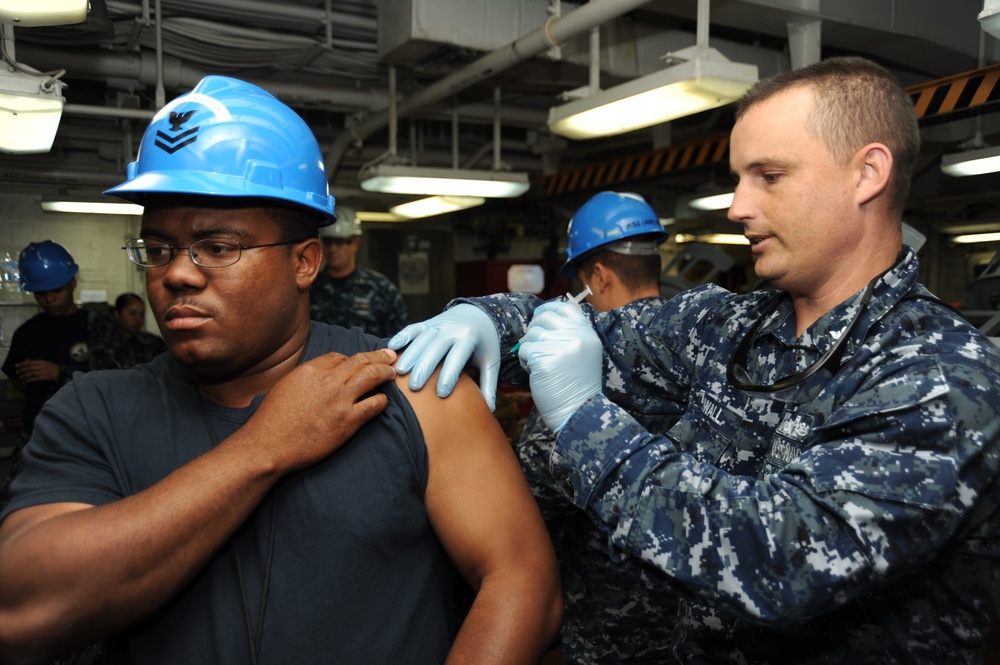 USS George H.W. Bush sailor gets flu shot