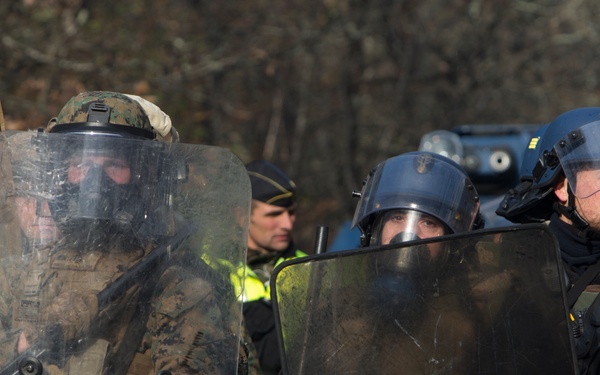 U.S. Marines, French Gendarmes conduct crowd and riot control training