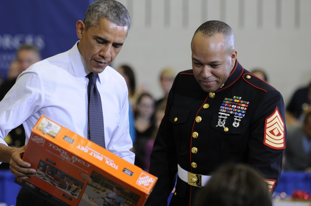 President visits Marines at Joint Base to support Toys for Tots
