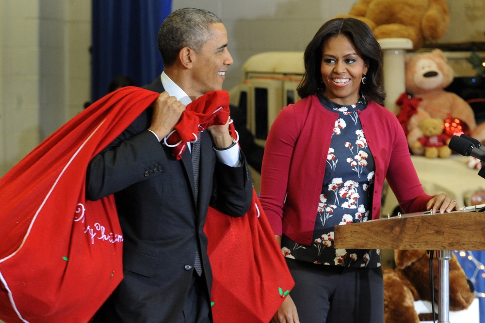 President and first lady support Marine Toys for Tots effort