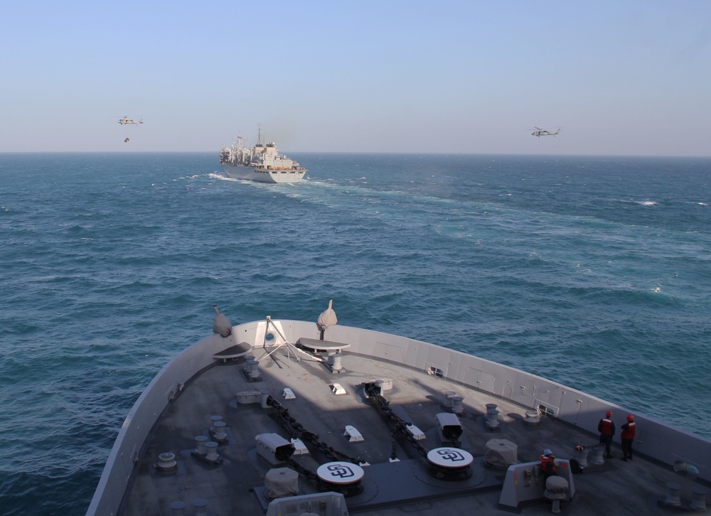 USS San Diego replenishment at sea