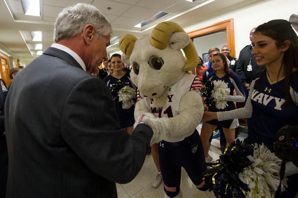 SECDEF hosts Navy pep rally