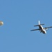 US Army paratrooper descends from aircraft