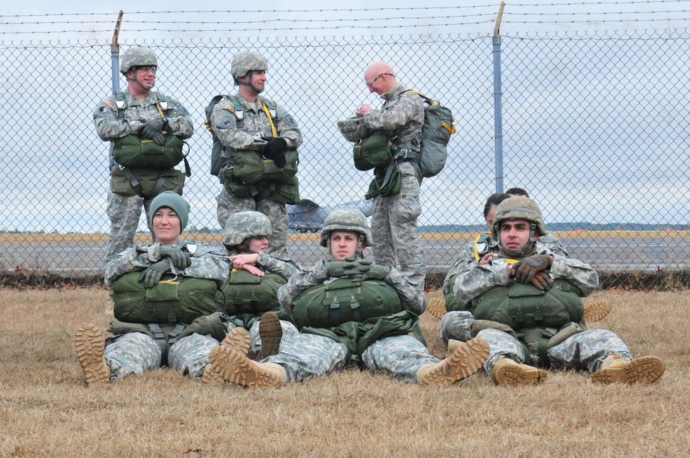 US Army paratroopers wait patiently