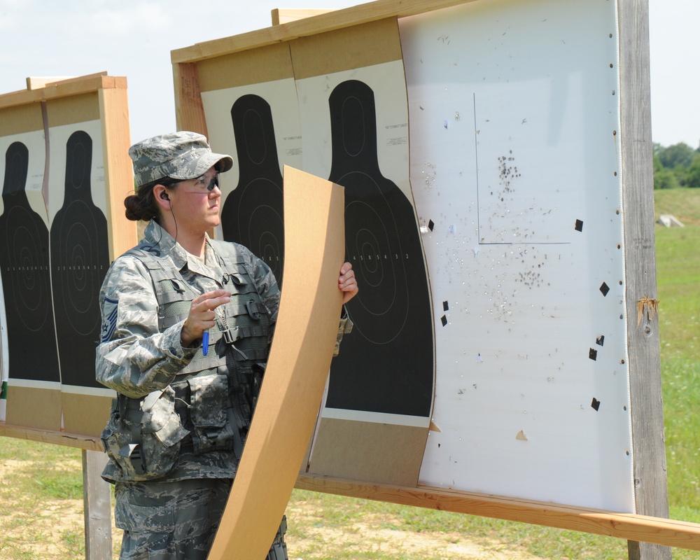 Soldiers and Airmen compete during Adjutant General's annual Pistol Match