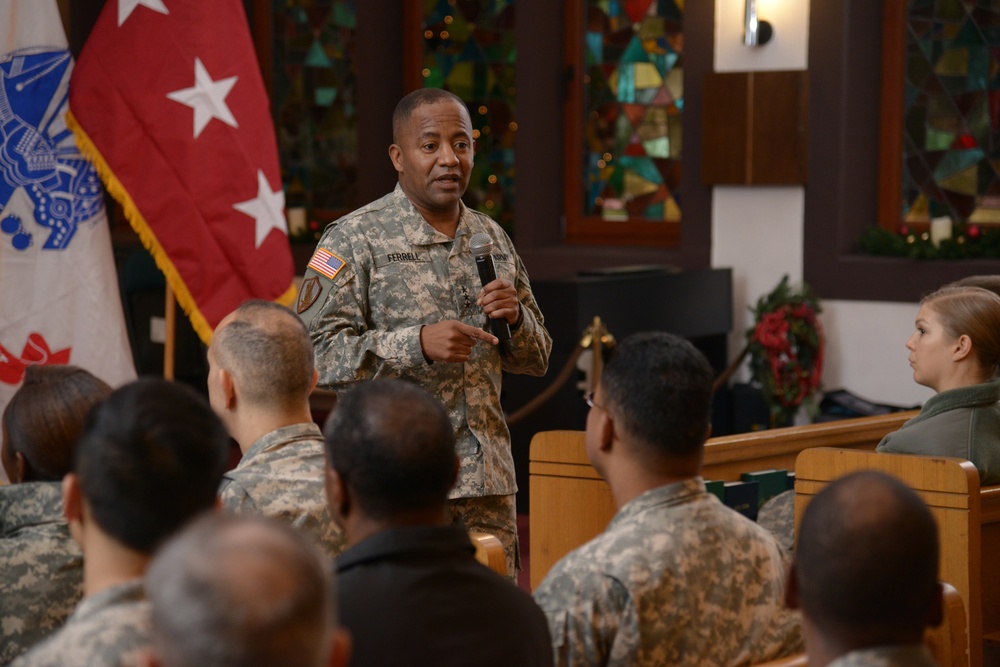 Lt. Gen. Robert S. Ferrell all-hands meeting