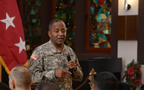 Lt. Gen. Robert S. Ferrell all-hands meeting