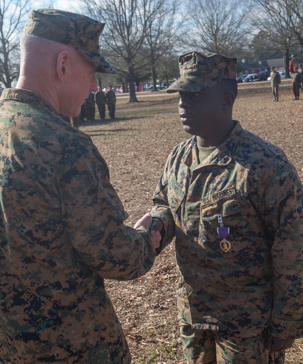 Marines with 2nd CEB awarded Purple Hearts