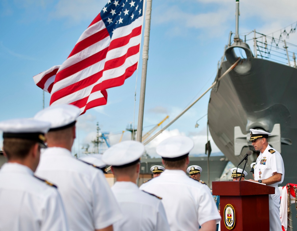 Change of command ceremony: USS Preble (DDG 88)