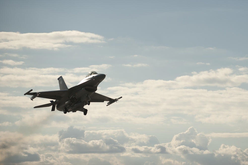 F-16 soars above
