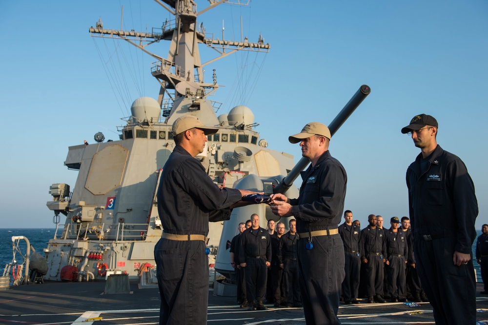 USS Mitscher passing of the flag ceremony