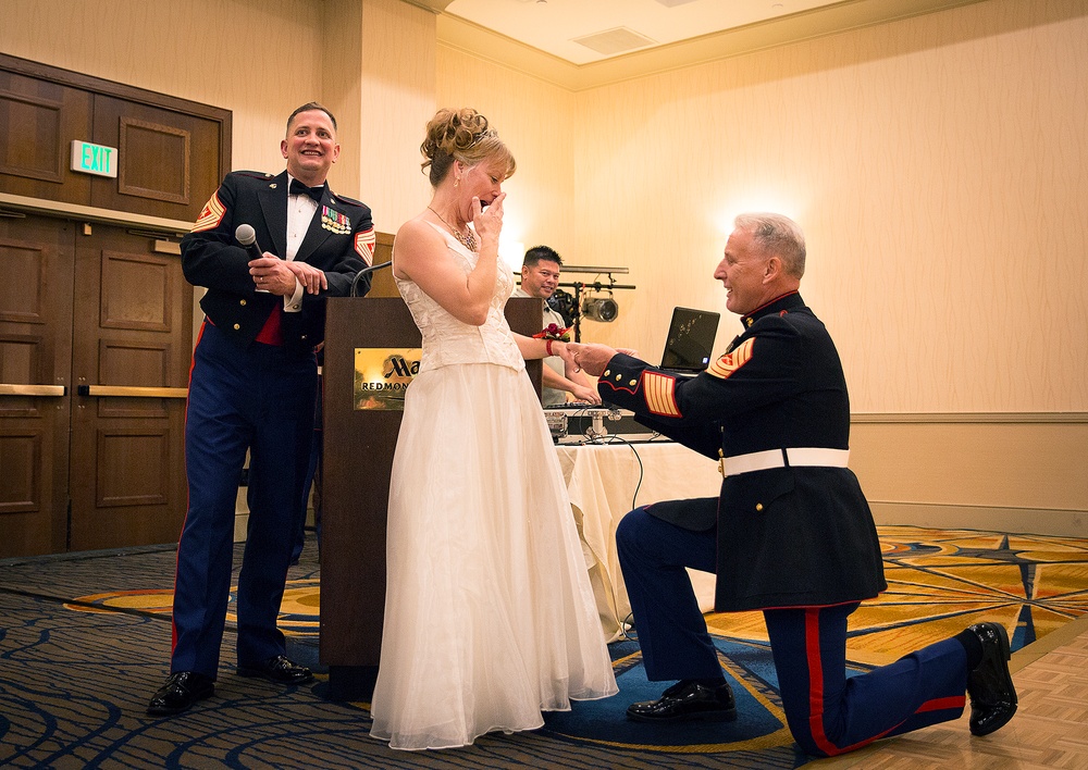 Retired Marine proposes to girlfriend at Seattle Marines' 239th birthday ball