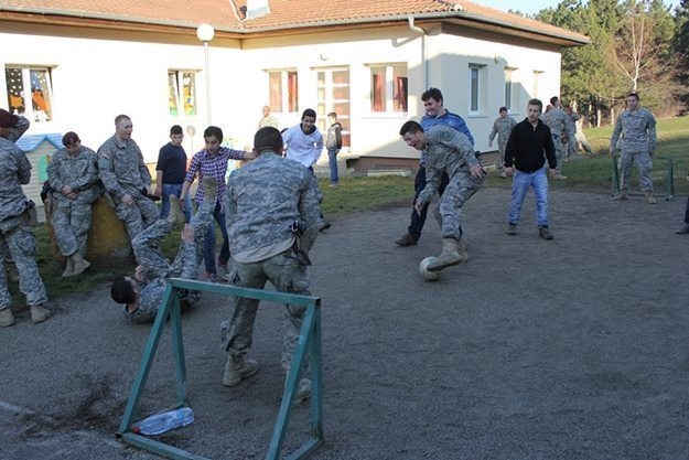 Soldiers celebrate Christmas at a Kosovo orphanage