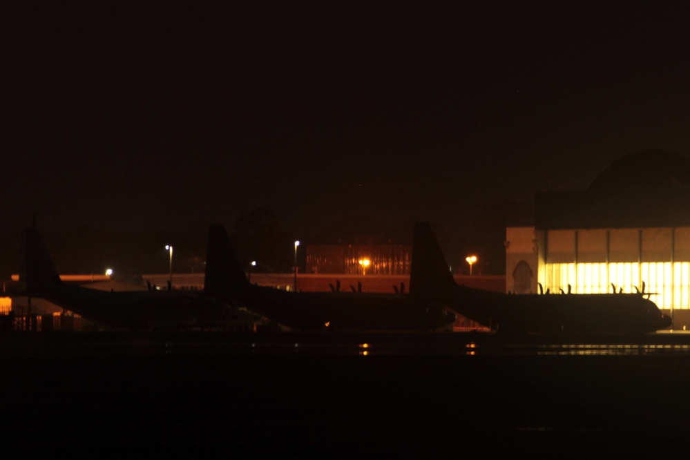 Cherry Point flight line at night