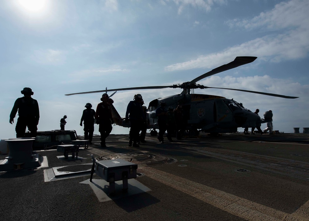 USS Dewey flight operations