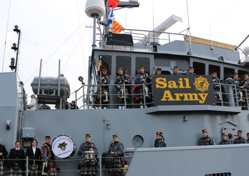 Corps of Cadets Pipes and Drums aboard the MG Anthony Wayne