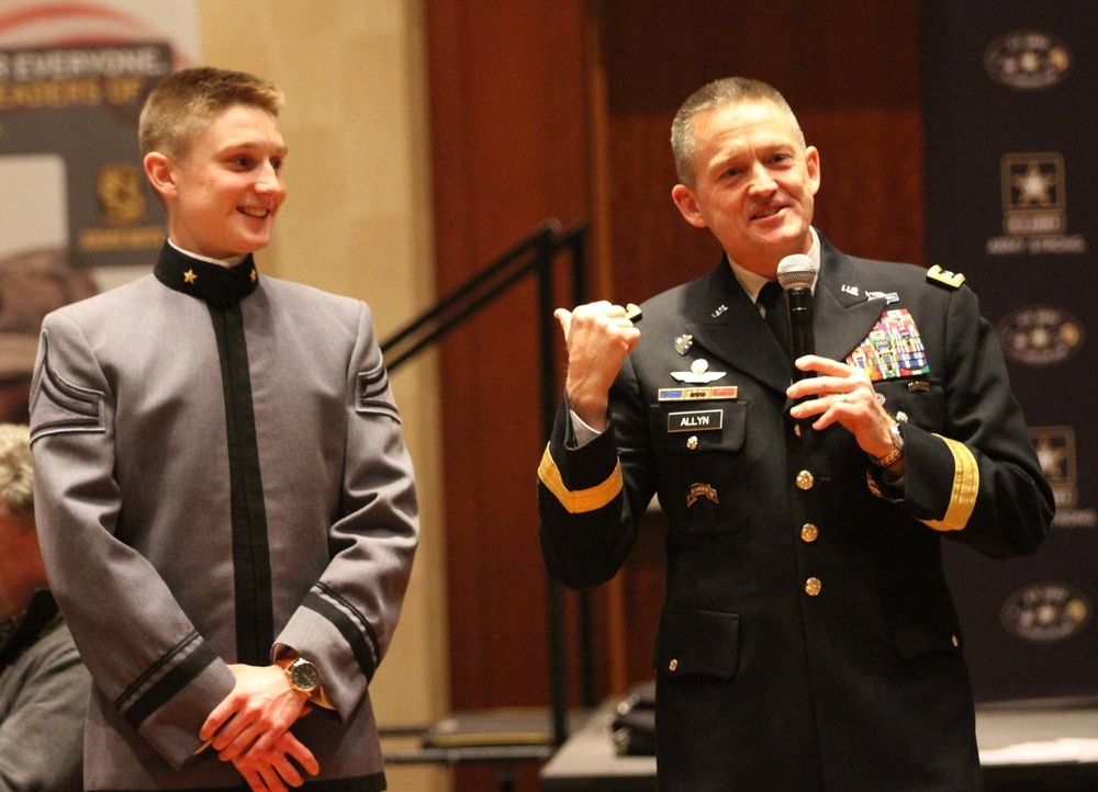 Gen. Allyn and Cadet Allyn answer questions from community leaders