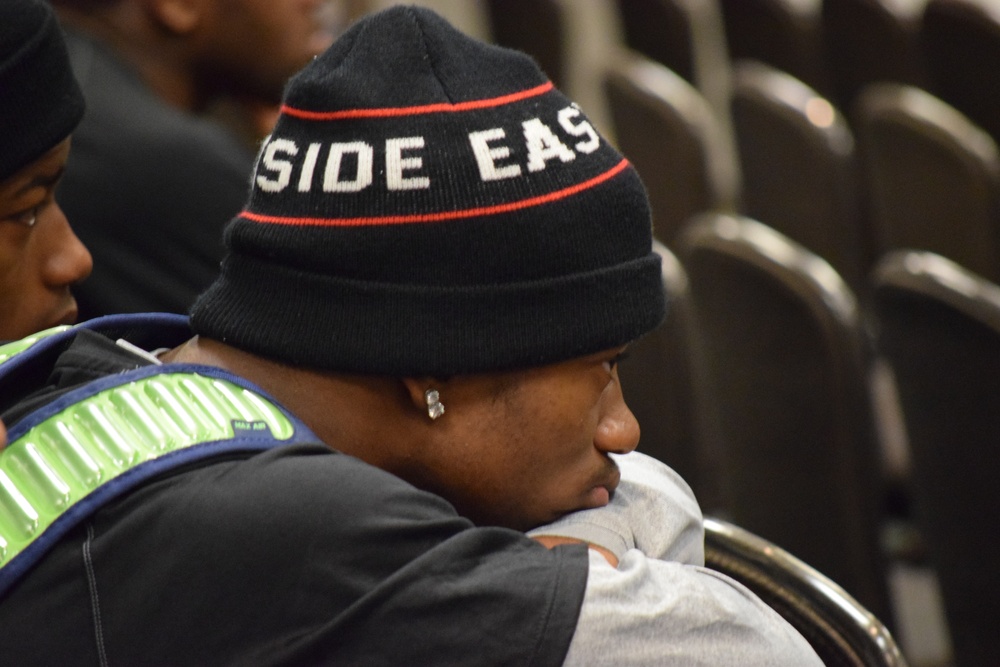 National Combine athlete listens to panel discussion
