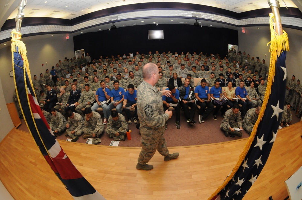 US Air Force Chief Master Sgt. James W. Hotaling; command chief master sergeant of the Air National Guard visits the 154th Wing, Hawaii Air National Guard