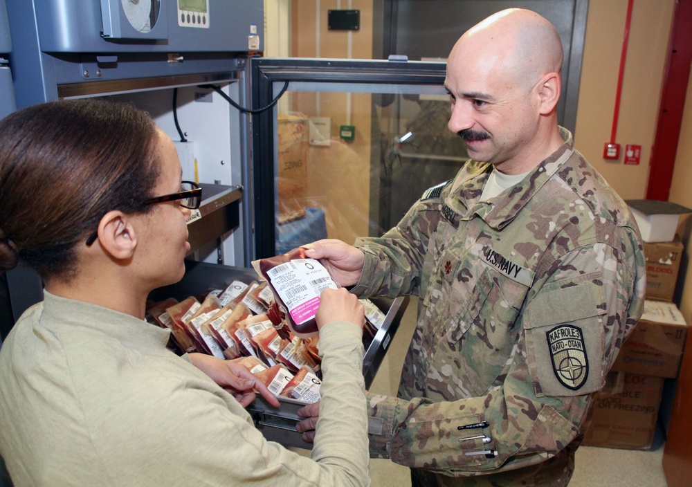 Preparing blood in Afghanistan