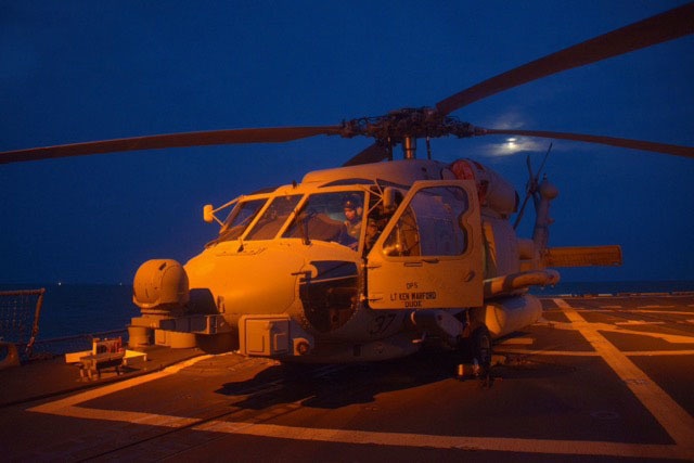Helicopter Maritime Strike Squadron 35 conducts a search and recovery mission