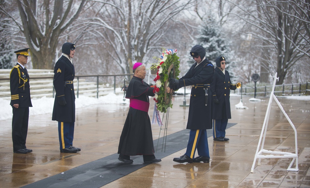 Catholic Archbishop of South Korea at Tomb of Unknown Soldier