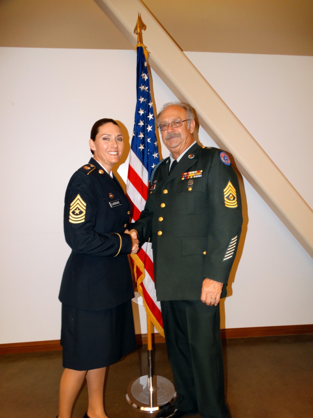 Promotion Ceremony of Sgt. Maj. Luebcke and Master Sgt. Luevano