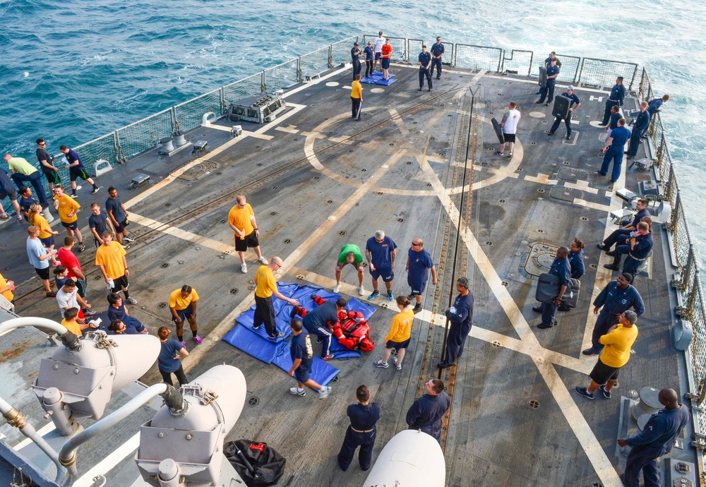 USS Sterett Sailors conduct OC spray qualifications