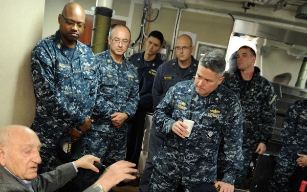 World War II veteran speaks to USS Ingraham crew members
