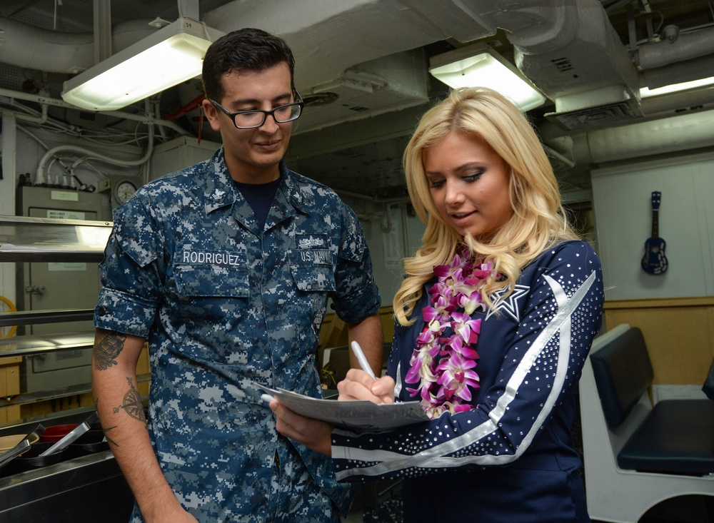 Dallas Cowboys Cheerleaders visit USS Chosin