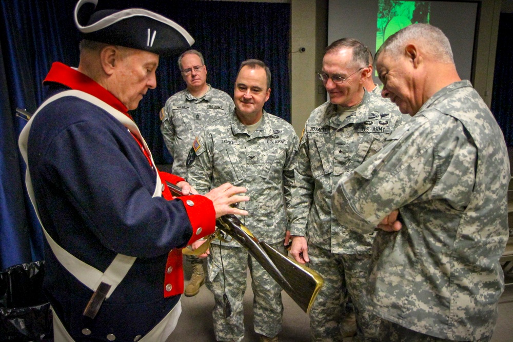 US Army Brig. Gen. A. Ray Royalty meets Revolutionary War reenactor