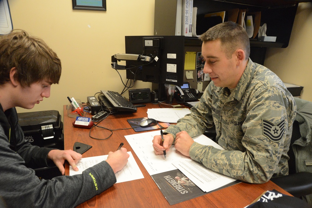 Tech. Sgt. Cale is recognized as North Dakota Air National Guard recruiter of the year