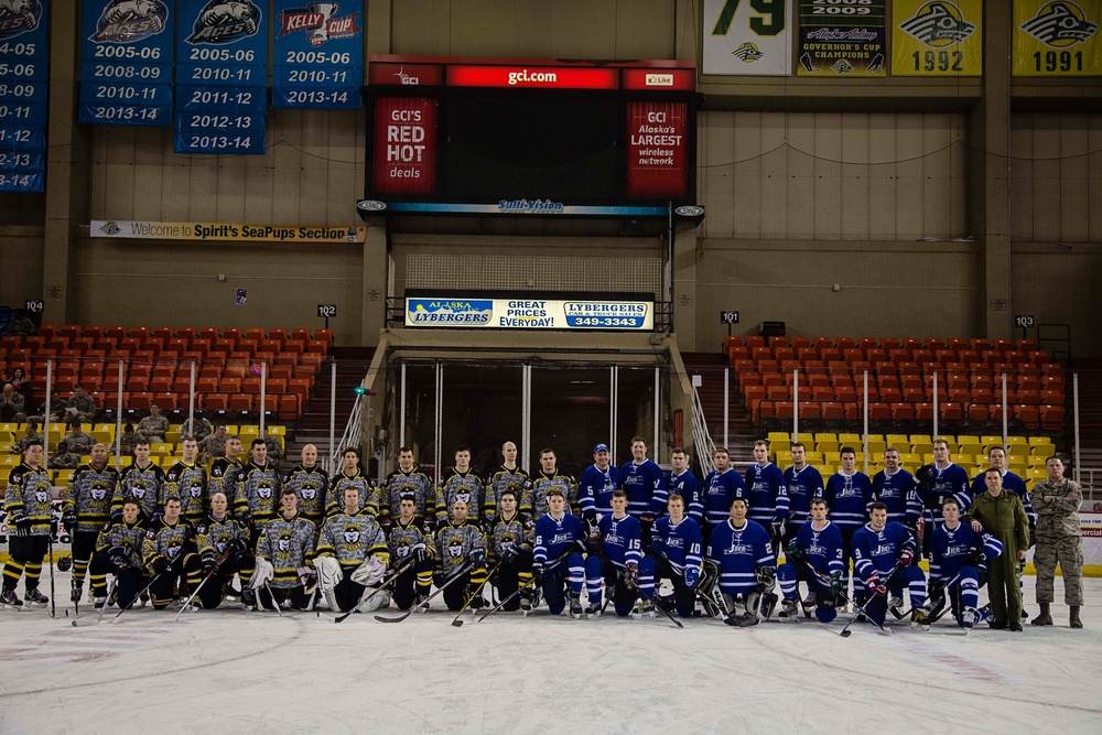 Alaska Guardsmen join active duty counterparts in hockey game