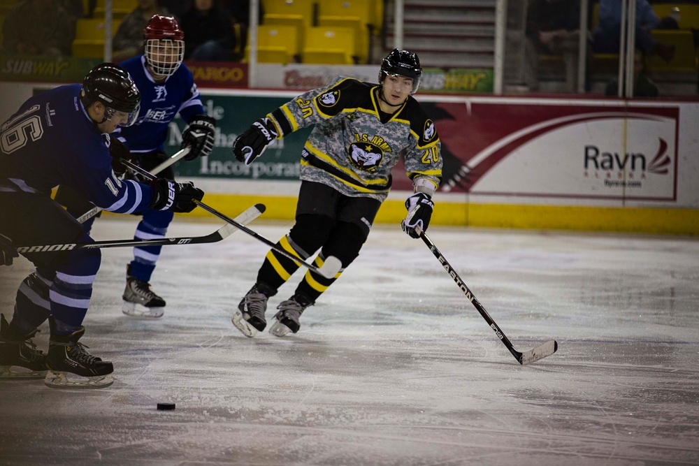 Alaska Guardsmen join active duty counterparts in hockey game