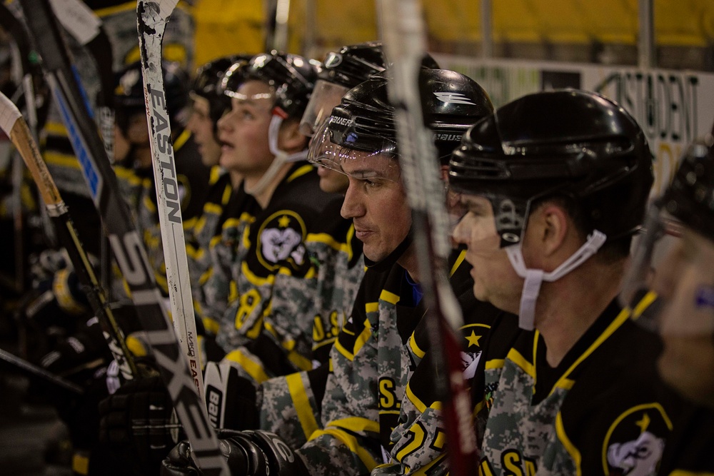 Alaska Guardsmen join active duty counterparts in hockey game