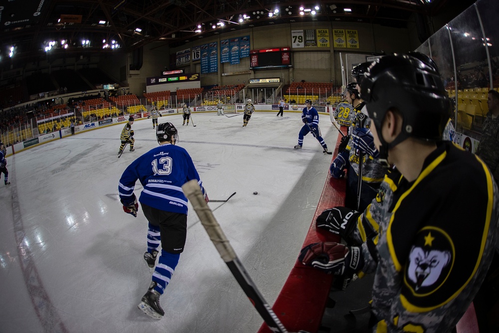 Alaska Guardsmen join active duty counterparts in hockey game