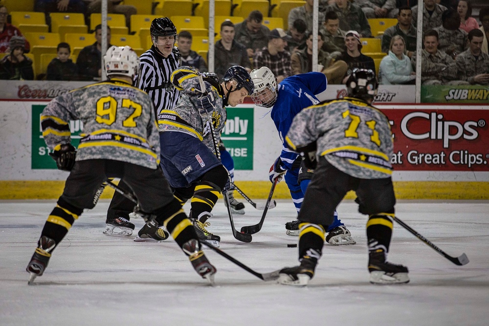Alaska Guardsmen join active duty counterparts in hockey game