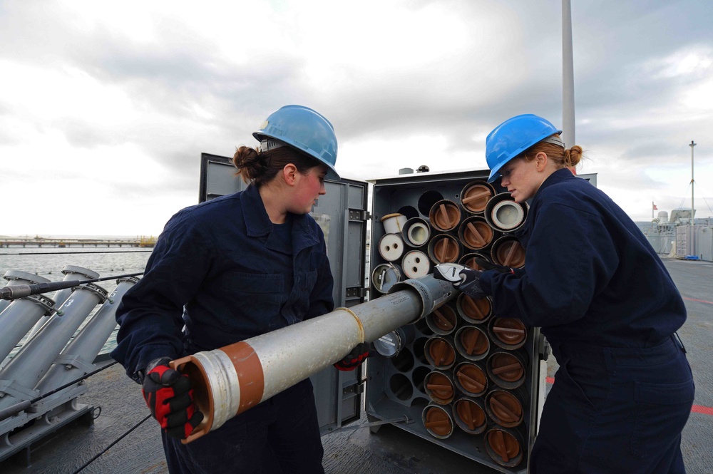 Ammunition offload aboard USS Mount Whitney