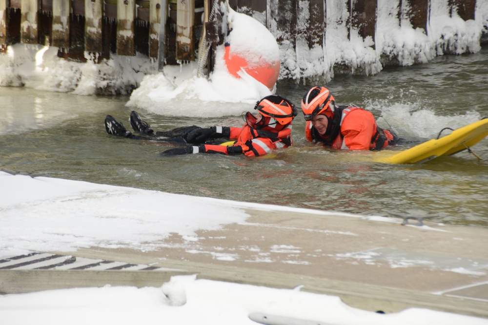 Station Cleveland Harbor ice rescue training