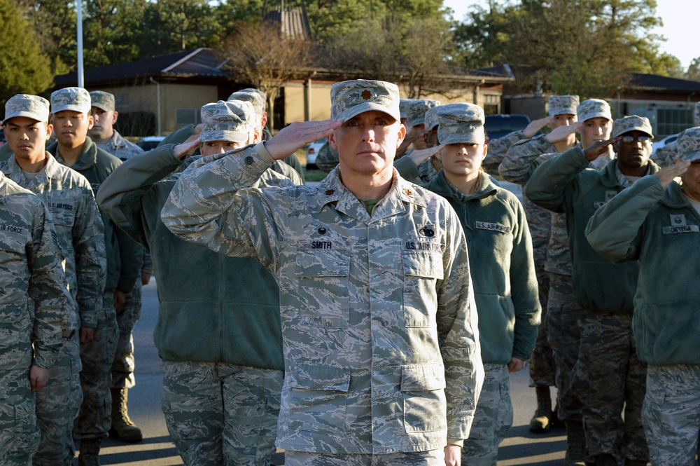 43rd AG Airmen participate in retreat ceremony