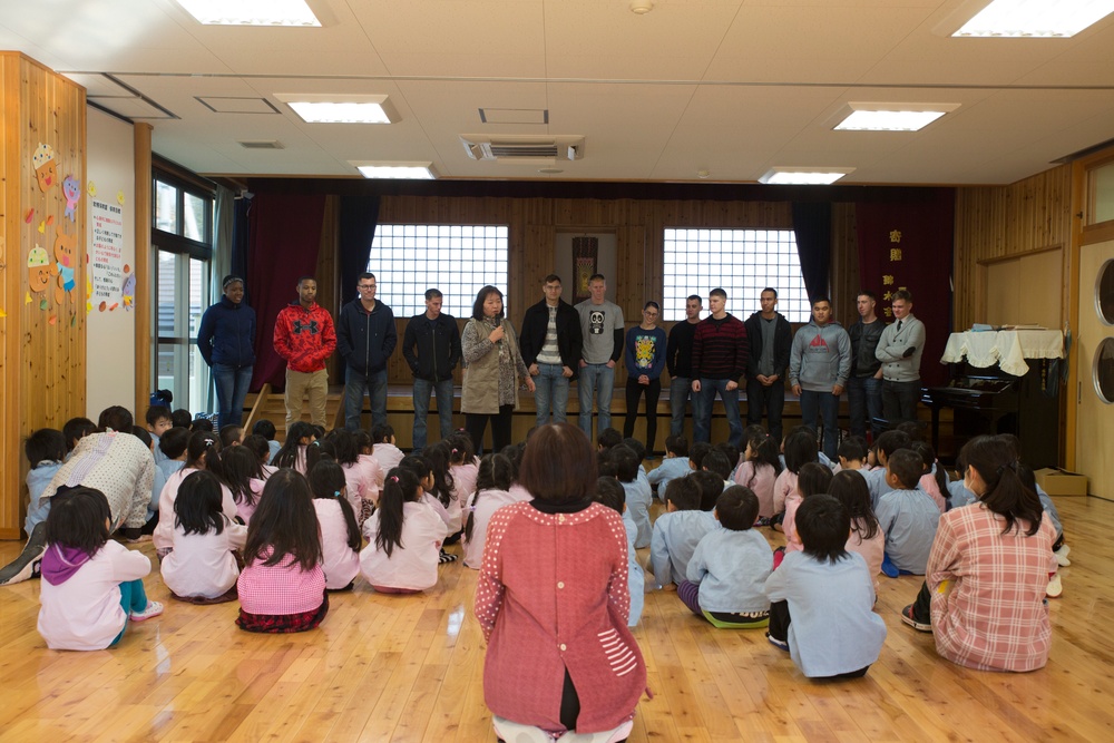 MCAS Iwakuni service members visit preschool teach children English