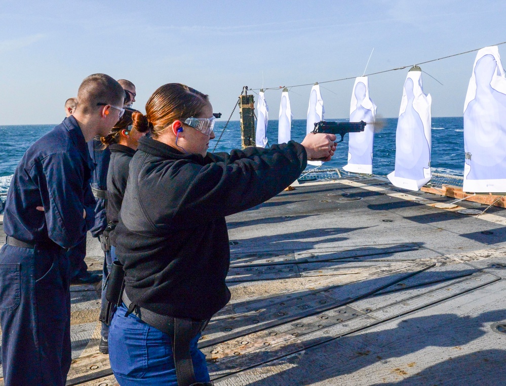 USS Sterett M9 service pistol gun qualification