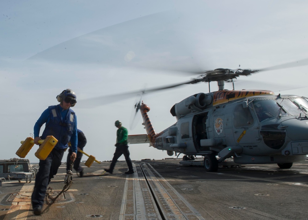 USS Dewey flight deck operations