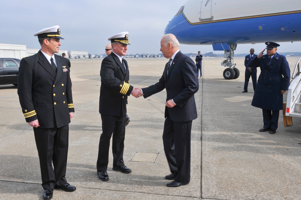 Vice president arrives at Naval Station Norfolk