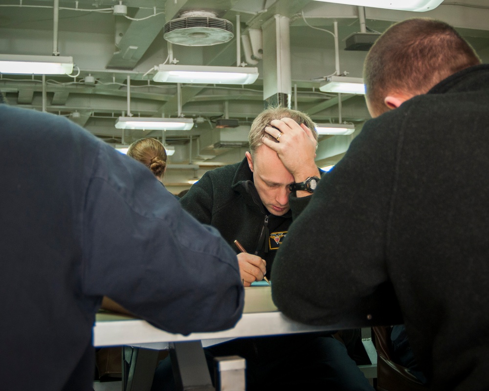 USS Carl Vinson Reactor Department Sailors take exam